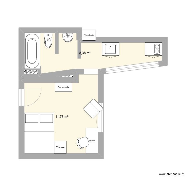 41 Richer. Plan de 4 pièces et 20 m2