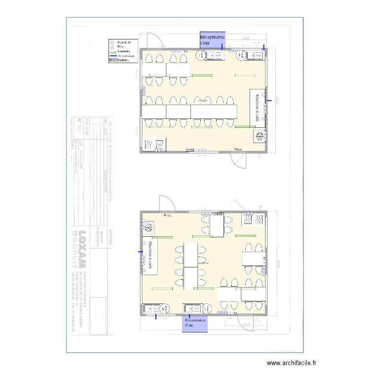 salle de pause. Plan de 2 pièces et 83 m2