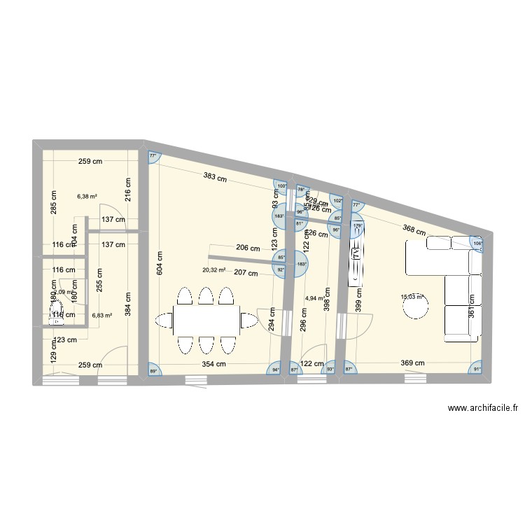 maison marie. Plan de 7 pièces et 57 m2