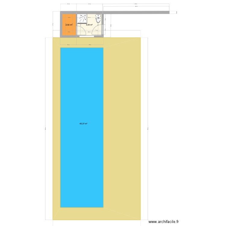 pool house. Plan de 3 pièces et 51 m2