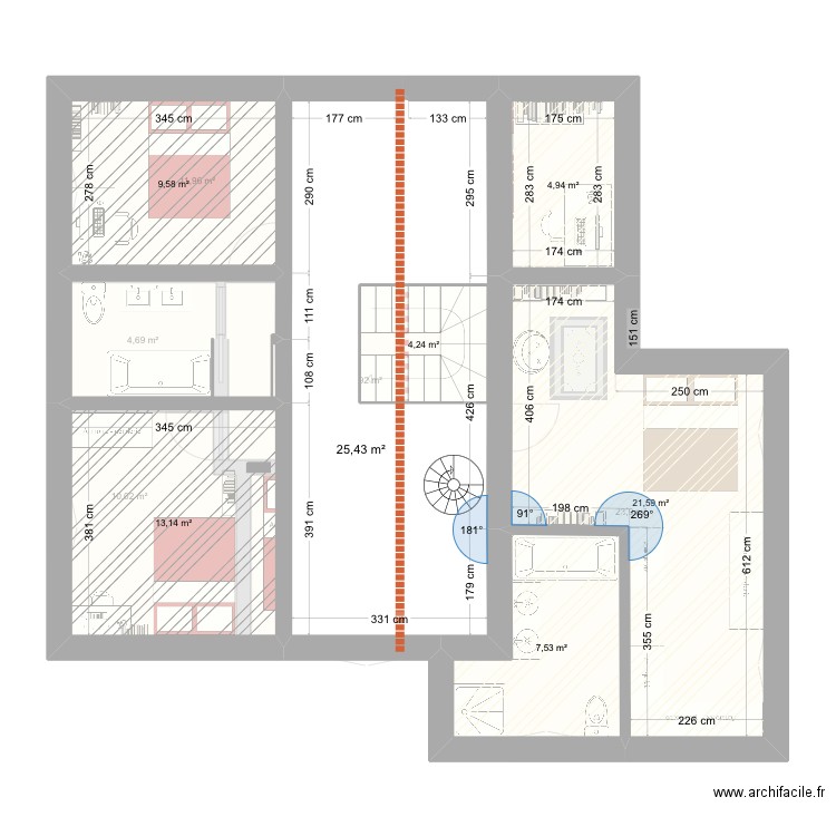 Argentieres étage 1bistest. Plan de 15 pièces et 183 m2