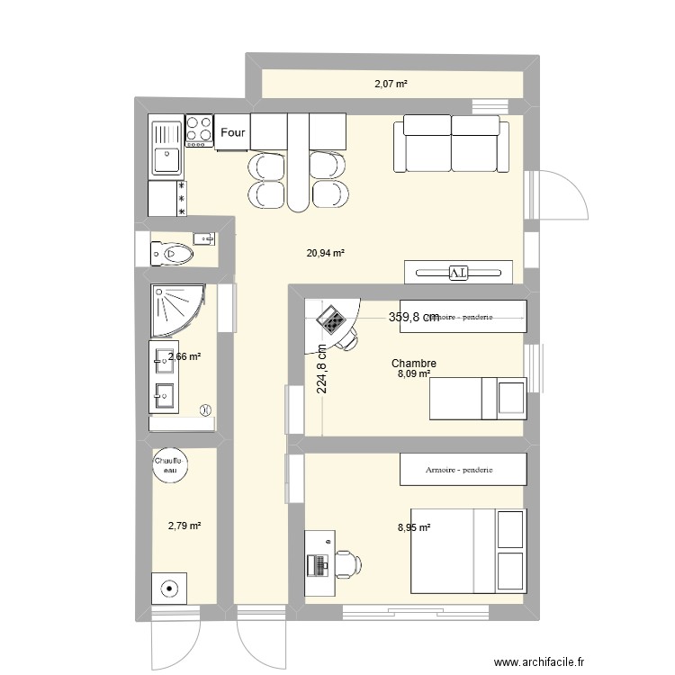 DESROCHERS. Plan de 6 pièces et 45 m2