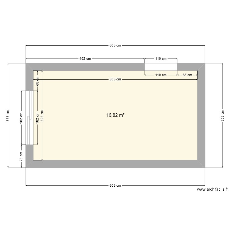 Cuisine. Plan de 1 pièce et 17 m2