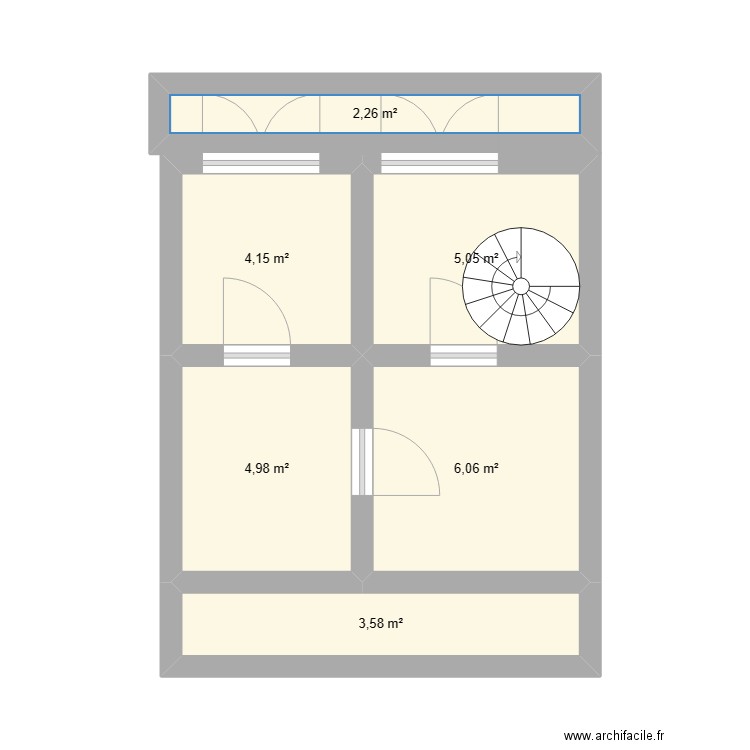 R+1. Plan de 6 pièces et 26 m2