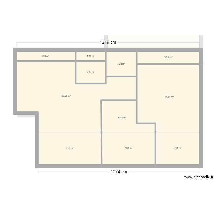 grisier. Plan de 21 pièces et 210 m2