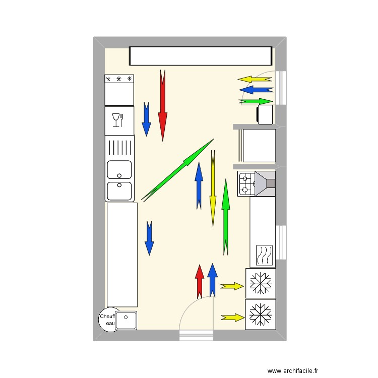 cuisine. Plan de 1 pièce et 27 m2