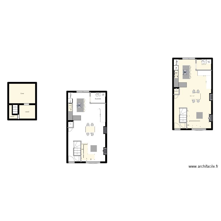 Maison3. Plan de 9 pièces et 86 m2