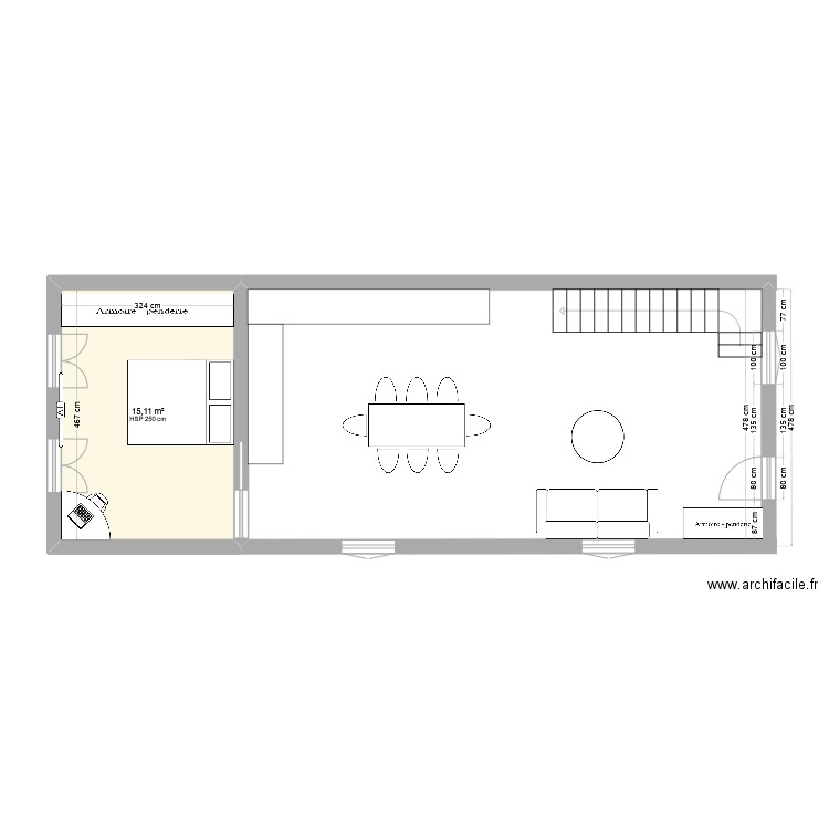 2eme étage - nouveau. Plan de 1 pièce et 15 m2