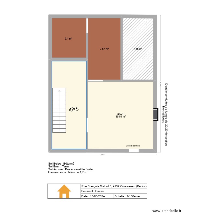 Sous-Sol / Caves. Plan de 5 pièces et 48 m2