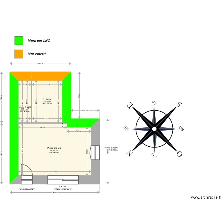 ML24018282 . Plan de 3 pièces et 28 m2