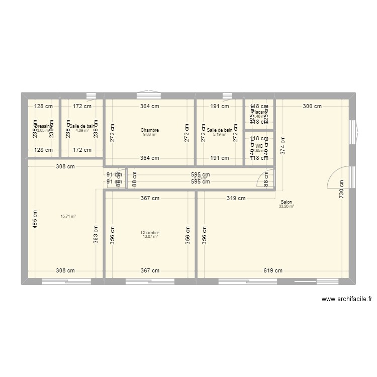 MAISON SEROU. Plan de 10 pièces et 93 m2