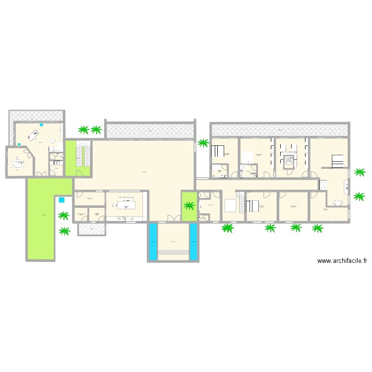 Marrakech-4. Plan de 32 pièces et 814 m2