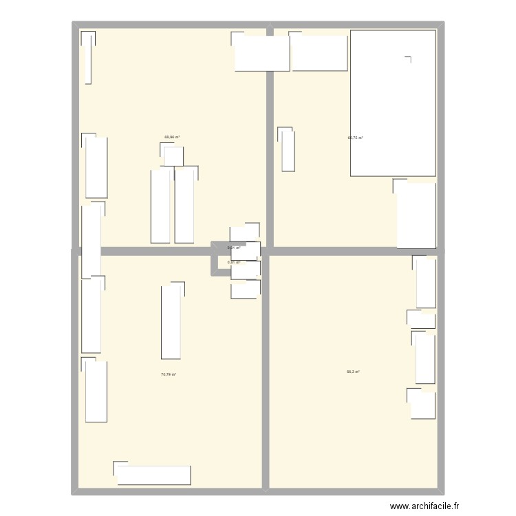 boulangerie. Plan de 6 pièces et 268 m2