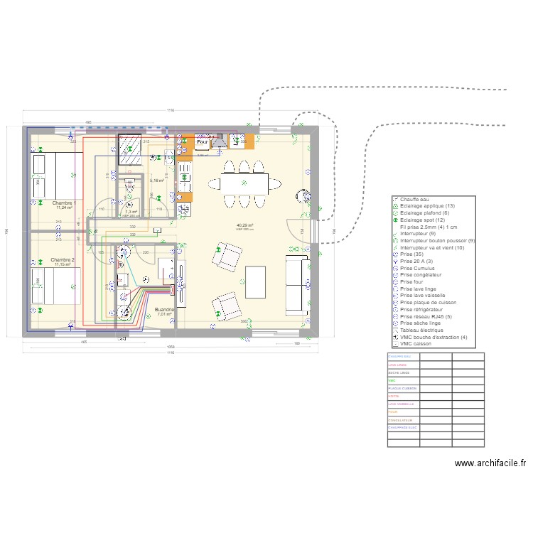 Maison de Momo- Circuits spéciaux. Plan de 7 pièces et 76 m2