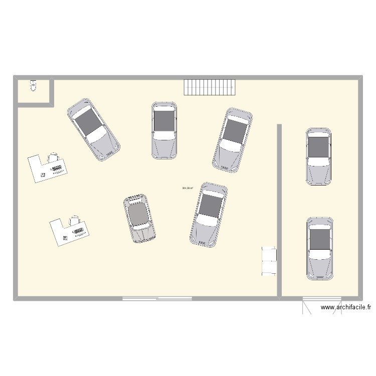 AUTO EVO . Plan de 1 pièce et 304 m2