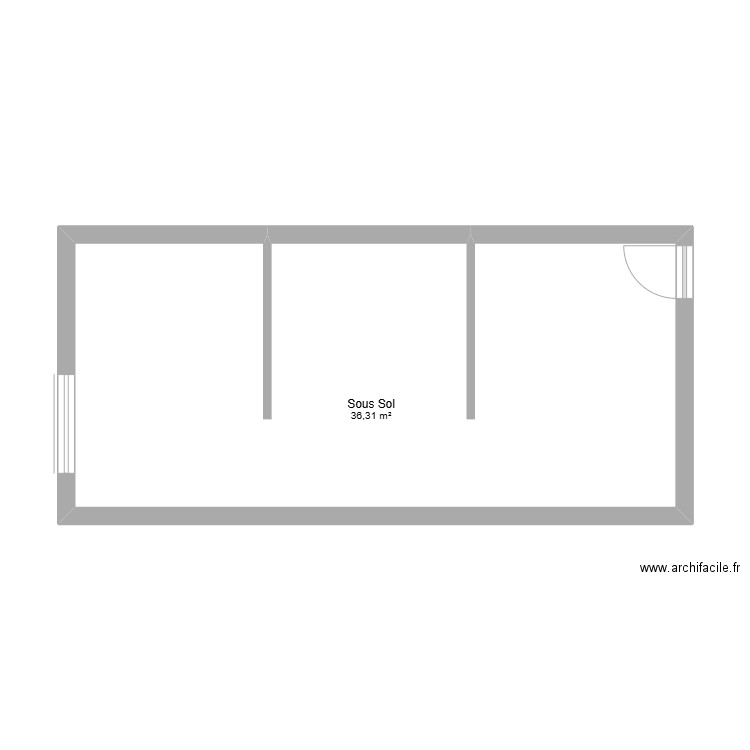 Existant - Sous Sol - Maison 60 Saint Louis. Plan de 1 pièce et 36 m2