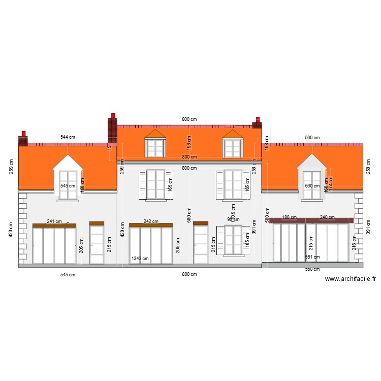 facade sud projeté 2025. Plan de 0 pièce et 0 m2