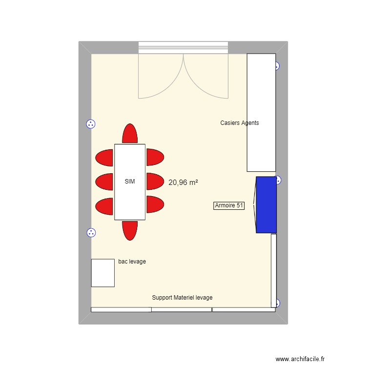 local cellule. Plan de 1 pièce et 21 m2