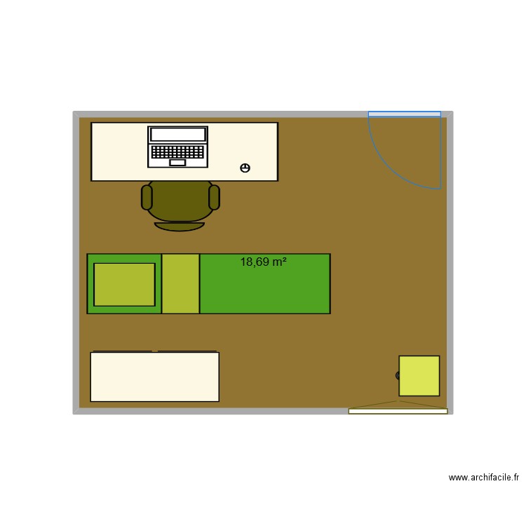 Semamra Steve. Plan de 1 pièce et 19 m2