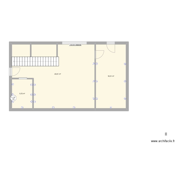 Plan Grange Bas1. Plan de 3 pièces et 68 m2