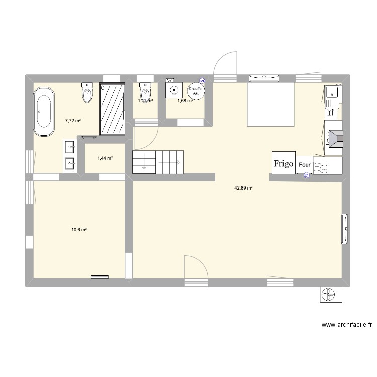 MAISON. Plan de 6 pièces et 65 m2