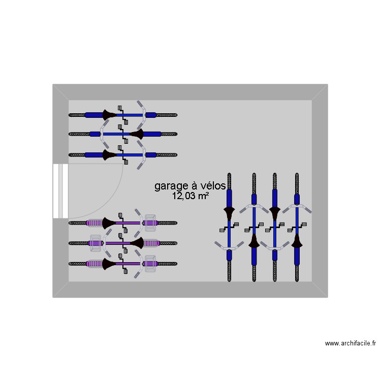 garage à vélos. Plan de 1 pièce et 12 m2