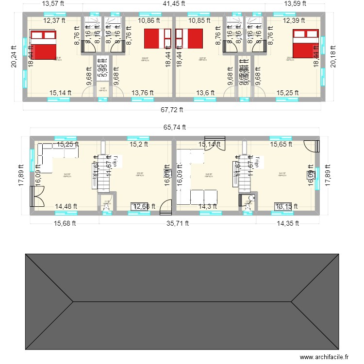 Mr. Afam's Building Plan. Plan de 18 pièces et 200 m2