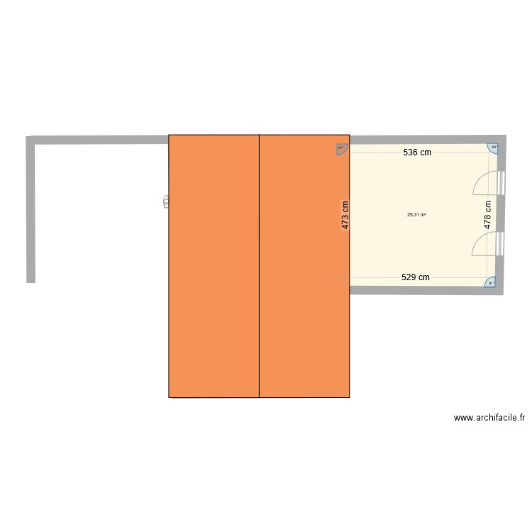 Maison Saint Boes. Plan de 1 pièce et 25 m2