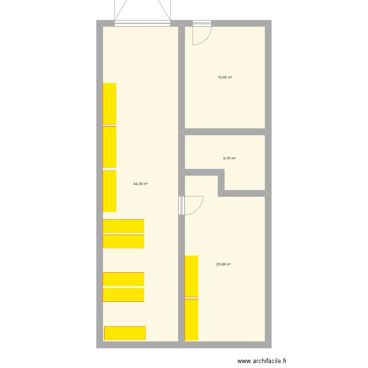 Locaux BS. Plan de 4 pièces et 90 m2