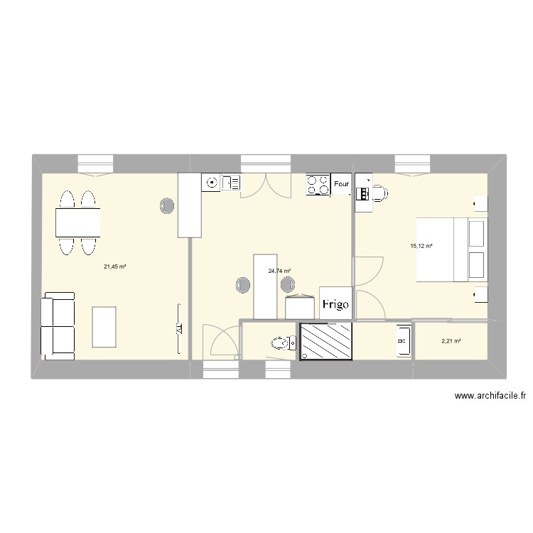 2TNE2 Francis. Plan de 4 pièces et 64 m2