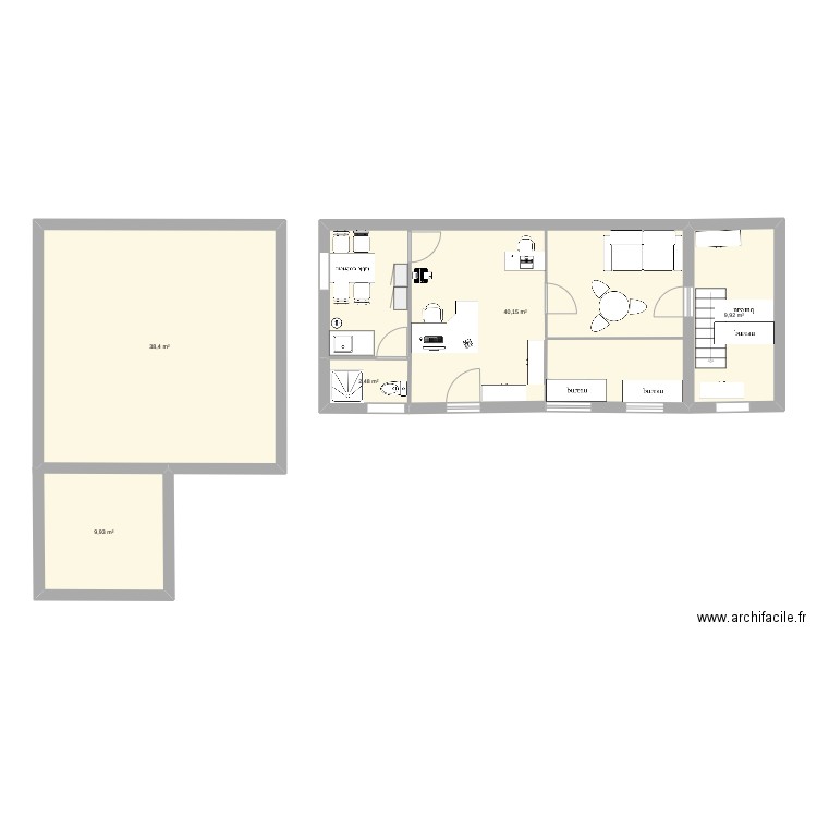 locaux pros. Plan de 5 pièces et 101 m2