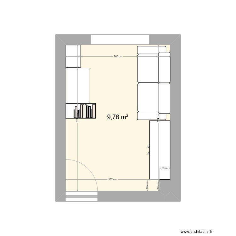 Bureau. Plan de 1 pièce et 10 m2