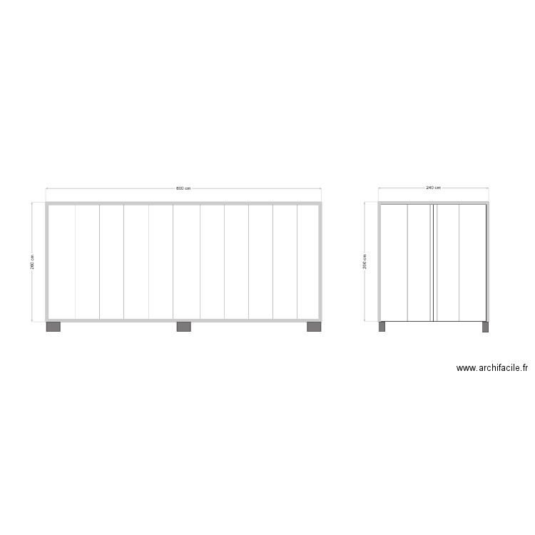 Plan de coupe. Plan de 1 pièce et 15 m2