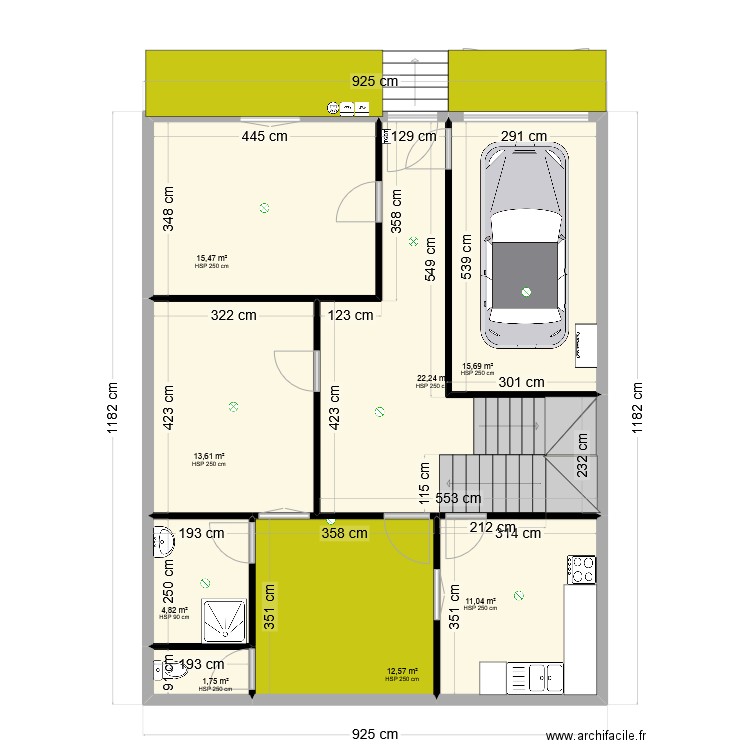 RDC 10. Plan de 8 pièces et 97 m2