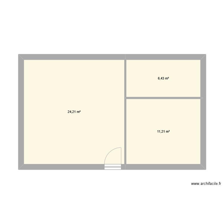 rdc1. Plan de 3 pièces et 42 m2