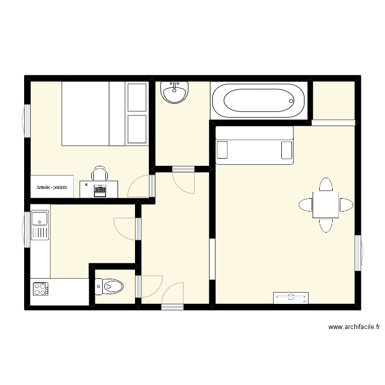 Guenegaud. Plan de 7 pièces et 91 m2