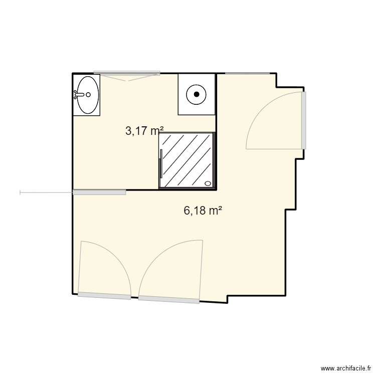 SDBSSol. Plan de 2 pièces et 9 m2