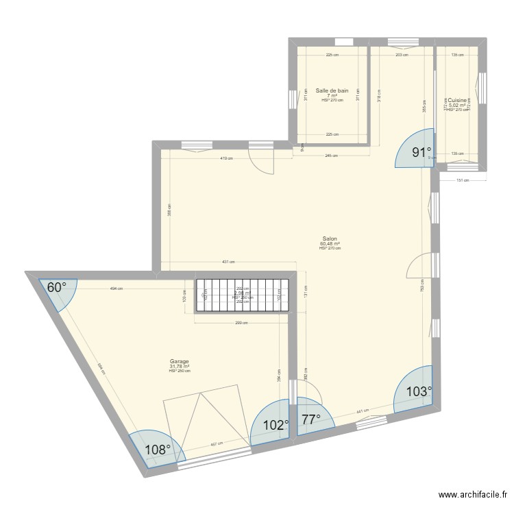 Blondin RDC. Plan de 5 pièces et 107 m2