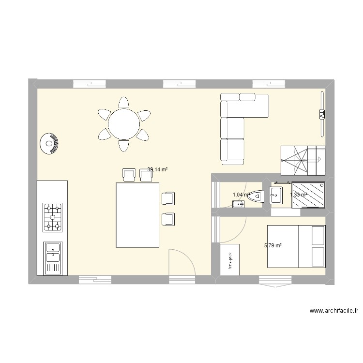 maison premier plan. Plan de 4 pièces et 47 m2