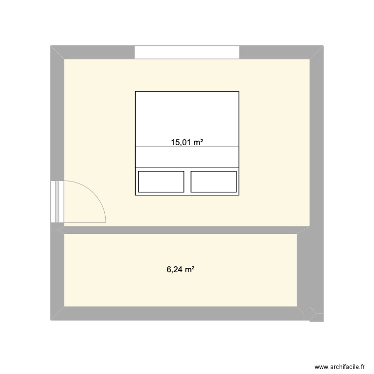 chambre BARCA. Plan de 2 pièces et 21 m2