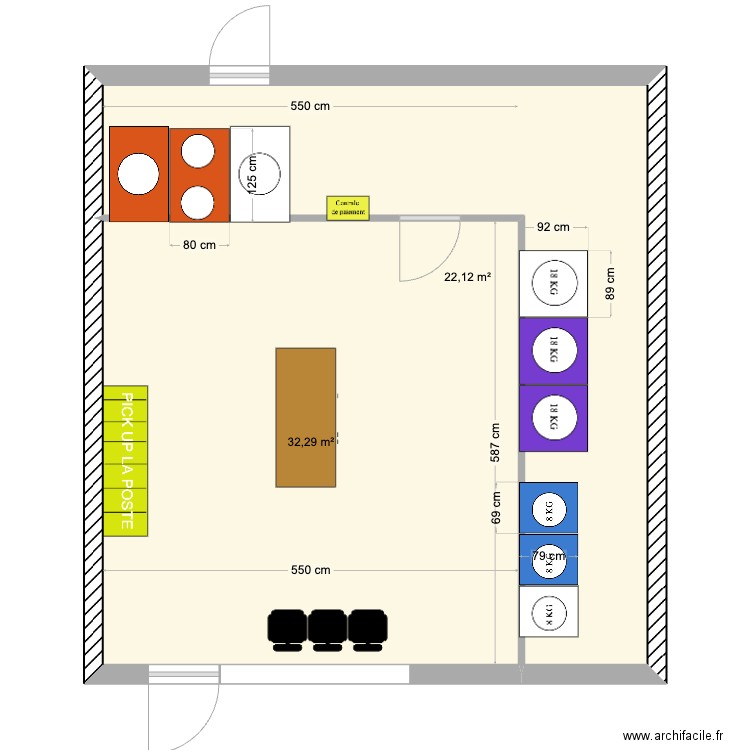 LAVERIE DE CAVIGNAC. Plan de 2 pièces et 54 m2