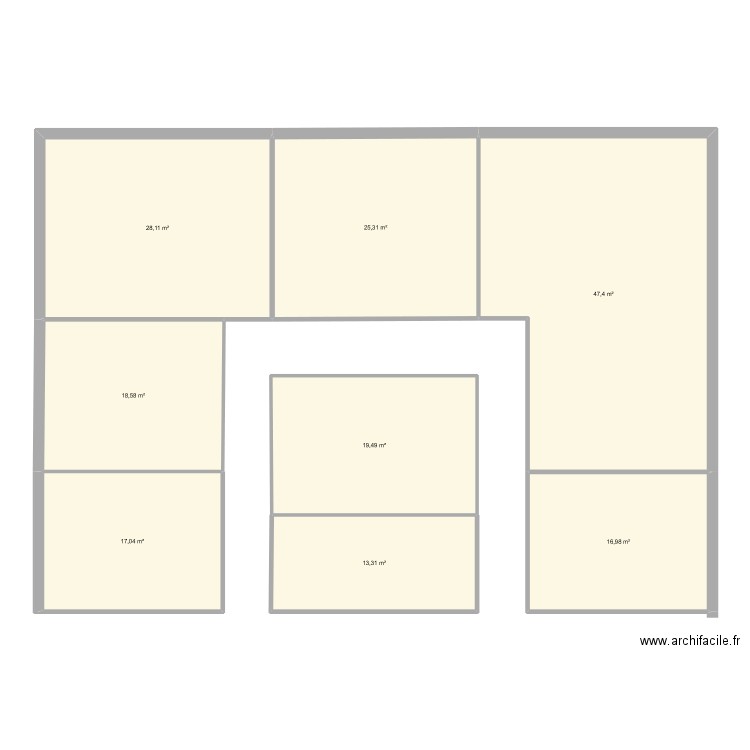 boulot. Plan de 8 pièces et 186 m2