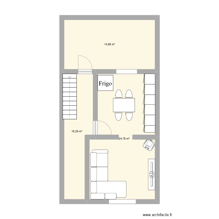 Buttg. Plan de 3 pièces et 50 m2