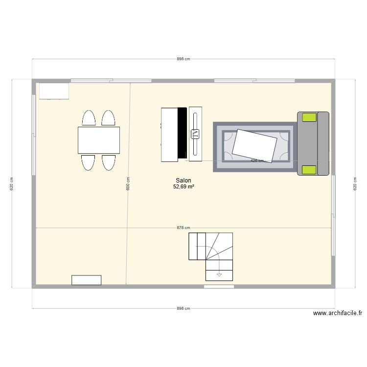 Salle a Manger. Plan de 1 pièce et 53 m2