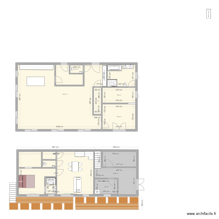 Plan Corse Studio -1. Plan de 9 pièces et 199 m2