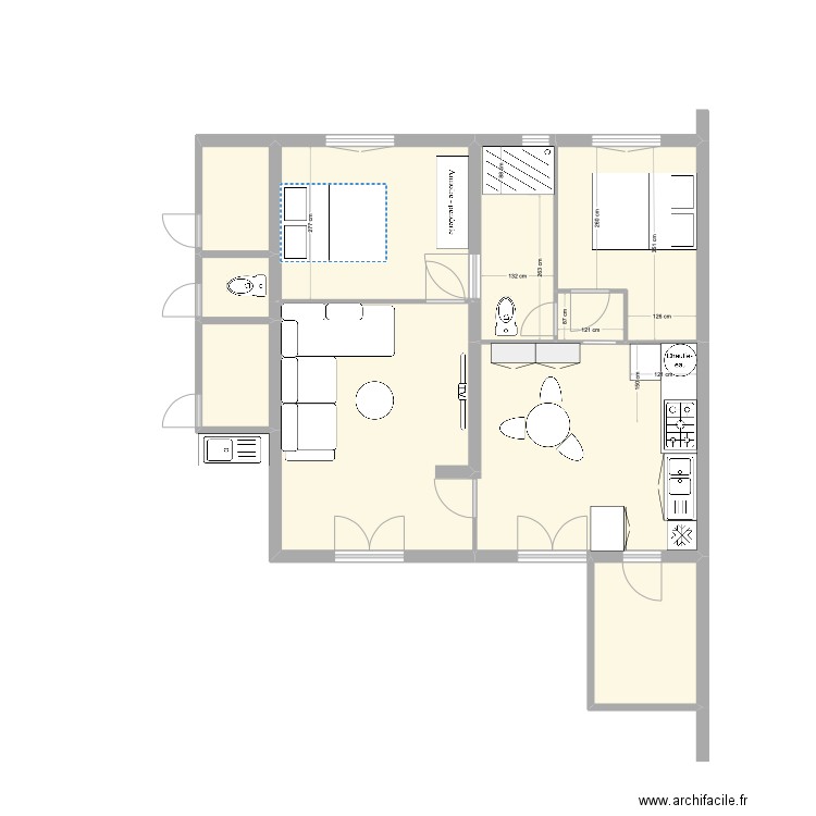 Sainte Marie meuble. Plan de 10 pièces et 63 m2