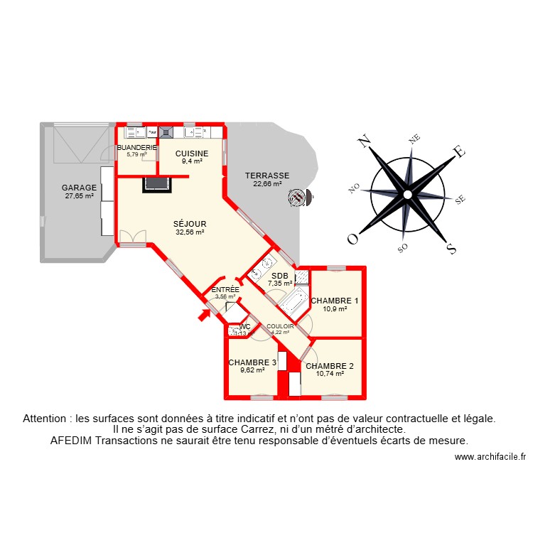 BI 25430. Plan de 18 pièces et 191 m2