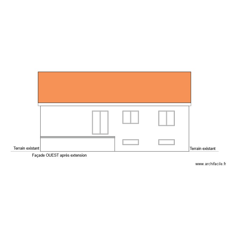 Façade OUEST après. Plan de 0 pièce et 0 m2