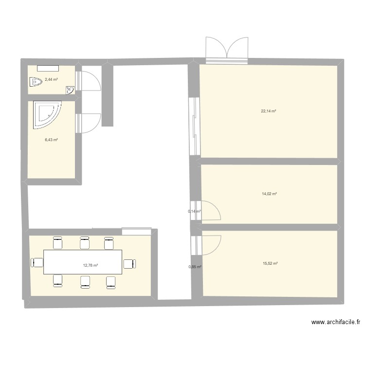 maison de fou. Plan de 8 pièces et 74 m2