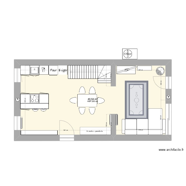 Oriane 2b. Plan de 1 pièce et 41 m2